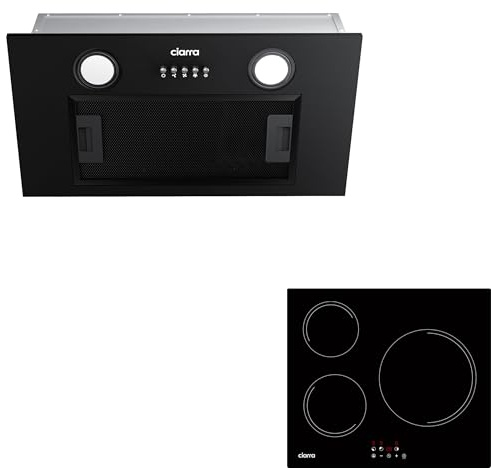 Ciarra CBCB5913A Hotte Aspirante Encastrée 300 m³/h 52cm et Plaque Induction 3 Foyer 5600W CABBIH3-E