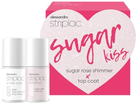 alessandro Striplac UV Nagellack Set - Farbe & Top Coat- Sugar Kiss - Geschenkidee zum Muttertag für gepflegte Nägel