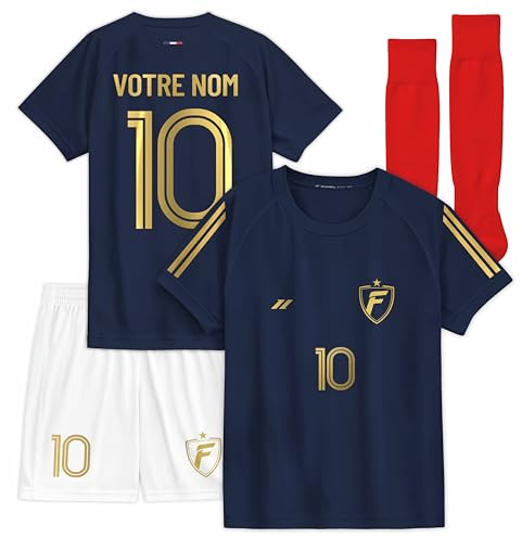 ZUMEL Ensemble de Football Enfant Personnalisé Style Français Maillot Short Chaussettes Prénom Numéro