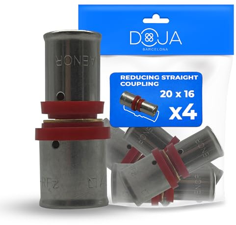 DOJA Barcelona Manguito Reductor Multicapa - 20mm -16mm - Pack 4 - Conector para Tubería Agua, Calefacción, Robusta, Gran Ajuste, Montaje Sencillo, Piezas Multicapa, Accesorios Sujeción Estanca