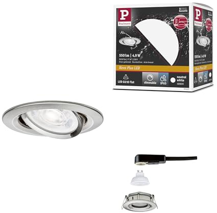 Paulmann LED Einbauleuchte Nova Plus GU10 Flat IP65 93 mm 4,9W 550lm 230V dimmbar 4000K Eisen gebürstet 92421