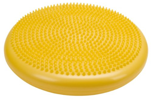 CanDo Balancekissen mit Noppenseite, Sitzkissen, aufpumpbar, Balance Disc, 35 cm Durchmesser, gelb