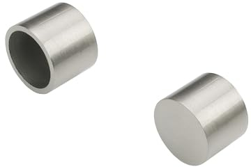 Liedeco Endkappe, Endstück 25 mm | Edelstahl-Optik | 2 Stück