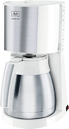 Melitta Enjoy Top Therm – Filterkaffeemaschine mit Thermkanne aus Edelstahl, für bis zu 10 Tassen Kaffee, in Weiß/Edelstahl