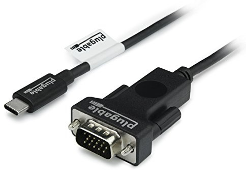 Plugable USB C to VGA Cable 6 Feet - Driverless Connect Thunderbolt 4, Thunderbolt 3, USB4, or USB-C Device to VGA Displays 1920x1080@60Hz, (Compatible with iPhone 15, MacBook Pro, Dell XPS) 1.8m