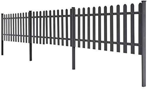 Festnight WPC Lattenzaun Gartenzaun Zaun mit Pfosten 3 STK. 6 m Lang 60 cm Hoch Grau