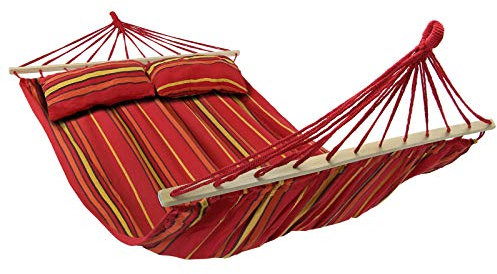 BB Sport Stabhängematte 240 x 150cm Hängematte inkl. 2 Kissen max. 300 kg 2 Personen Doppelhängematte Outdoor, Farbe:Indonesien