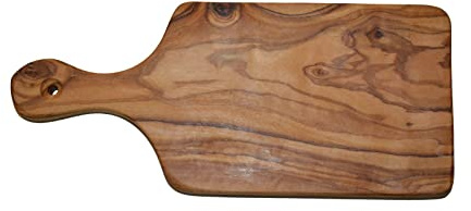 Servier- und Schneidebrett Brotzeitbrett Olivenholz Frühstücksbrett Käsebrett Tranchierbrett Unikat (Groß: ca. 30 cm x 14 cm)