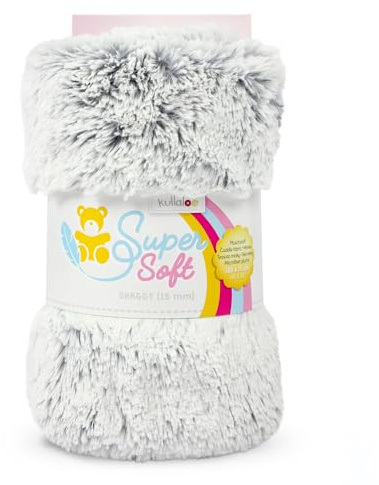 kullaloo Microfaser Zottelplüsch/Plüschstoff SuperSoft SHAGGY DIP DYE mit hellen Spitzen – 15 mm Florlänge – silber (hellgrau) – 100x75 cm