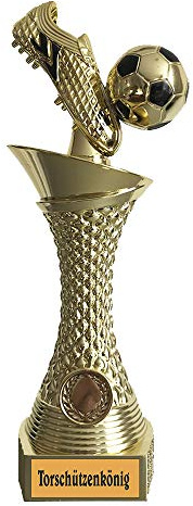 Larius Group Fußball Pokal mit Wunschtext Extra Groß (270mm, 430gr.) mit/ohne Wunschgravur, Trophäe Ehrenpreis Goldener Schuh 1 Platz
