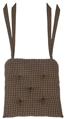 VHC Brands, Kettle Grove, Cotton, 14x14, Plaid, Chair Pad, Black