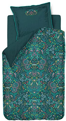 Pip Studio Bettwäsche Forest Findings Grün Blumen Blüten Vögel Tiere Früchte Wald Perkal, Größe:135 cm x 200 cm