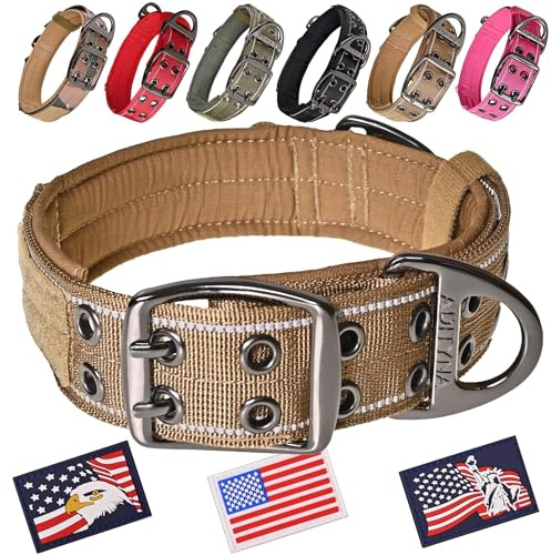 ADITYNA Heavy Duty Dog Collar for Large Dogs - Reflective Collar with Handle for Training, and Walking - Wide, Thick, Tactical, Soft Neoprene Padded