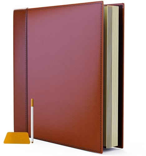 Never Ever Land selbstklebendes Fotoalbum - Scrapbook mit 20 beschreibbaren Magnetbögen & 40 säurefreien Seiten, Vegan-Ledereinband, ideal für Baby-, Hochzeits-, Familienfotos (Braun)