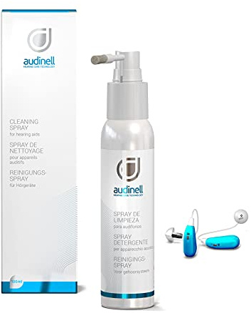 Audinell Cleaning Spray (100ml) + Brush | Alcohol-Free | Dissolves, Cleans, Removes Earwax & Sweat from Hearing Aids, Airpods, Earbuds, Earplugs, in-Ear Monitors, Hearing Protection Devices
