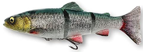 Savage Gear 4D Line Thru Trout Gummfisch Forelle Hechtköder Größe 15cm / 35g / langsam sinkend, Farbe Green Silver