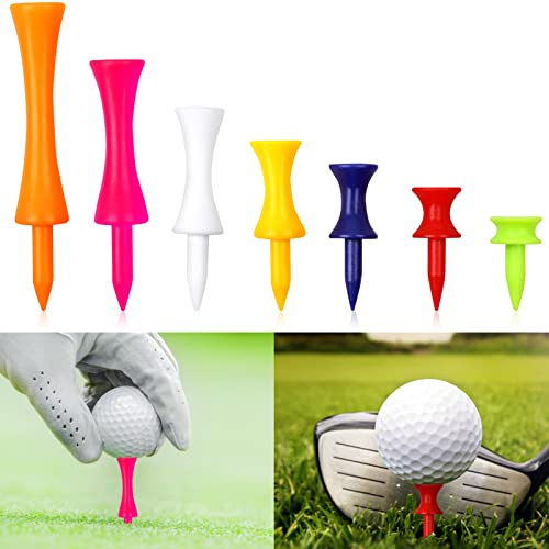 Weysoo Golf Tees Plastic, 70 Pcs Mixed Sizes Castle Golf Tees, Durable Winter Golf Tees Small Castle Tees in Multiple Colors(25mm, 32mm, 39mm, 45mm, 51mm, 59mm, 70mm)