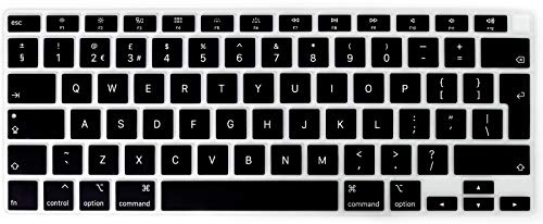 Digi-Tatoo UK English layout Keyboard Cover Protector for 2021/2020 MacBook Air 13 (A2337/A2179) (UK Layout), Black silicon Keyboard Protector Skin