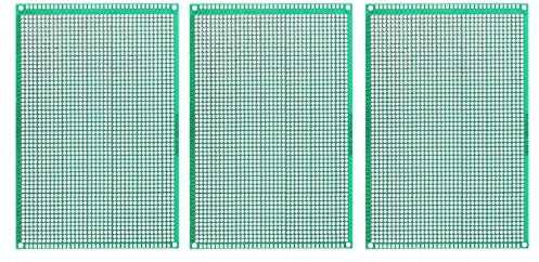 sourcing map 3er Pack PCB Leiterplatte Beidseitig Schaltung für DIY Löten 100mmx150mm Grün