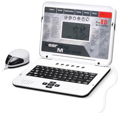 LESHITIAN Kids Laptop - 80 Learning Modes to Learn Alphabet, Words, Mathematics, Play Games and Music - Toy for Children Ages 5+