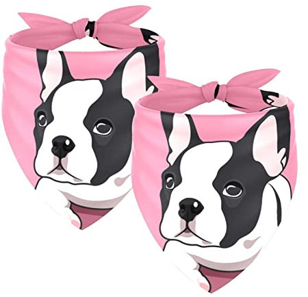 2 Stück Hundehalstücher für Mädchen und Jungen, Haustier-Lätzchen, Hundeschal, Halstuch, waschbar, Zubehör für kleine, mittelgroße und große Hunde, Welpen, Katze, niedliche französische Bulldogge