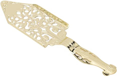 HOHXFYP Cucchiaio da Assenzio,Cucchiaio da Filtro per Assenzio in Acciaio Inossidabile Resistente,Cucchiaio da Cocktail Portatile in Legno di Assenzio Cavo Retr¨° per Home Bar(L-Oro)