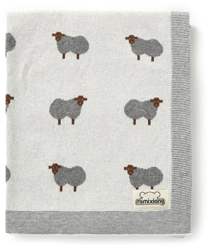 Mimixiong Coperta per Neonati - 100% Cotone a Maglia a Doppio Strato Morbida Coperta per Bambini Idea Regalo - Prodotti Essenziali per Neonati, 80x100cm (Avorio)