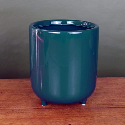 Leaf Ceramic Indoor Cachepot Planters, Green Blue, 15cm