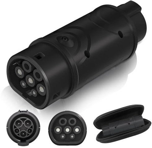 EVPEIWE Type 1 to Type 2 EV Adapter, EV Charging Cable Adapter 32A Type 1 (SAE J1772) Male to Type 2 (IEC62196) Female, Electric Vehicle Charger Converter, Car Type 2 to Type 1