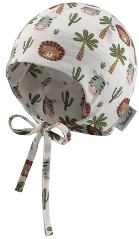 Sterntaler Beanie Safaritiere - Mütze Baby Bedruckt mit Safari-Tieren - Beanie Baby - Übergangsmütze Kinder, Ecru, Größe 37