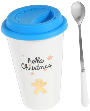 jojofuny Weihnachts-kaffeetasse Aus Keramik Mit Deckel Und Löffel Praktischer Becher Für Zuhause Büro Restaurant Und Partys Tolles Geschenk Für Freunde