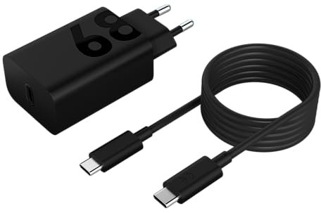 Lenovo Cargador de Pared USB-C de 68 W para Tablets (Carga Rápida, Protección contra Sobrecarga, Sobrevoltaje y Cortocircuitos), Incluye Cable USB-C de 1.5 m - Negro
