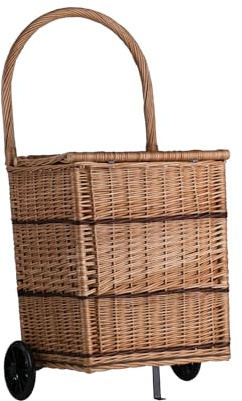 e-wicker24 Alles aus Weide Shoppingvagn, vedkorg, marknadsvagn, korghållare, rullvagn, shoppingvagn, korg med hjul