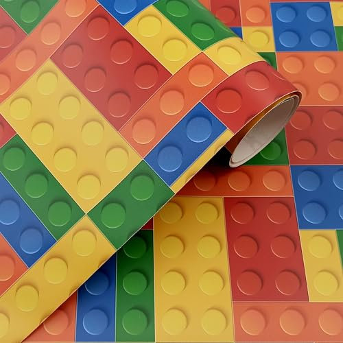 GOYAPRINT Carta da parati Autoadesiva Blocchi di Costruzione 40x250 cm Vinile Decorativo per Pareti e Mobili (Pezzi)