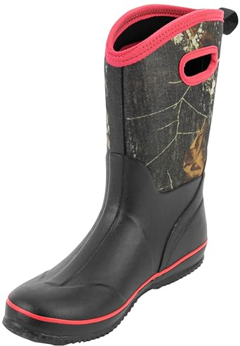 Ubon Rain Boots for Women Waterproof, Insulated Neoprene Rubber Boots Mid Calf, Pull On Mud Boots Gardening Farm Barn Shoes, Camo, Size 11