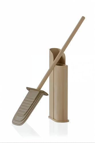 COSMIC Flat Escobilla de Baño de Silicona de Diseño Flexible y Ultrafino - Escobillero de Suelo o Pared WC - Portaescobillas de Color Arena