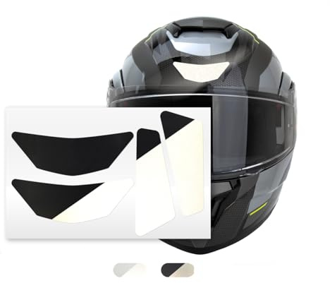 reflecto Reflexsticker-Set - Aufkleber für Motorradhelme, schwarz | 4er Set Reflektoren, wieder ablösbar, weiß reflektierend
