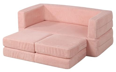 DGBAOBEI Ultra-Soft Kids Sofa Bed with 2 cushion,Toddler Armchair to Play，2 Seater Children's Foam sofas for Boys and girls(Pink)