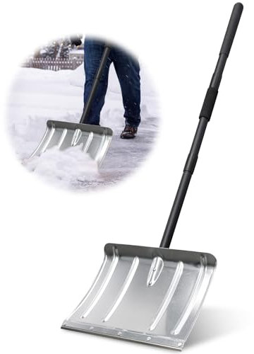 Pelle à neige pour allée, pelle à neige en aluminium robuste - Pelle à neige ergonomique en métal à manche long de 67 po, portable pour coffre de voiture, maison, garage, arrière-cour, allée, statio