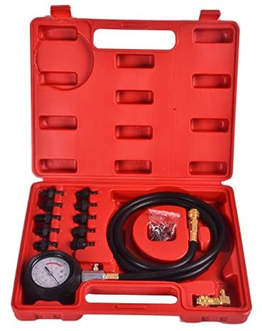 OSOLADY Öldruckprüfer für Benzinmotoren Set mit Motoröldruckmesser-Adapter und Aufbewahrungskoffer
