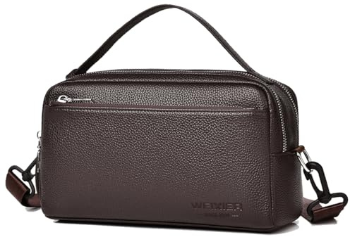 A-QMZL Bolso Hombre Bolsos Bandolera para Hombre Bolso de Mano para Hombre Nuevo Elegante Piel con Ranura Tarjetas Gran Capacidad Casual Mochila Hombro Bolsas Impermeable Crossbody (marrón)