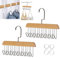 SPOKKI 2 Pièces Cintres en Bois pour Ceinture,Porte-Cravates avec 8 Crochets,Porte-Ceinture,Crochet pour Cintre,pour Ceintures,Cravates,Écharpes,Colliers,Colliers