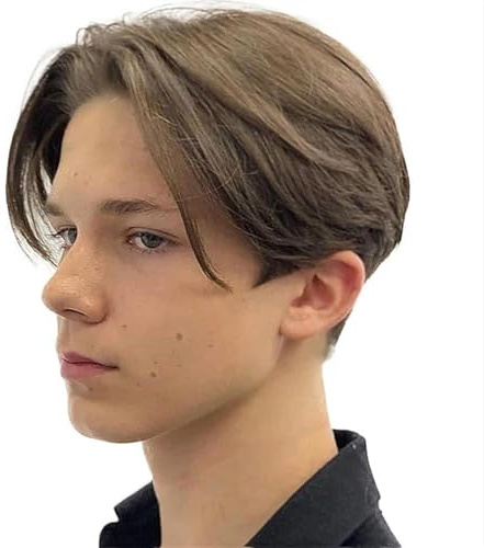 YANG11FAN Toupet für Männer Glatte synthetische Kurzhaar-Seitenscheitel-Perücken for Männer, Halloween-Perücke Haarteile für Herren(Bruin)