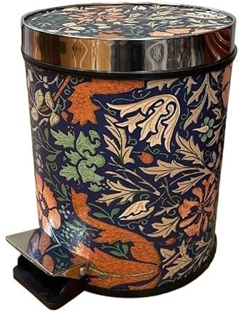 Bote de basura redondo de piel de orquídea vintage con tapa, elegante cubo interior para sala de estar, dormitorio, oficina, cocina y elegante