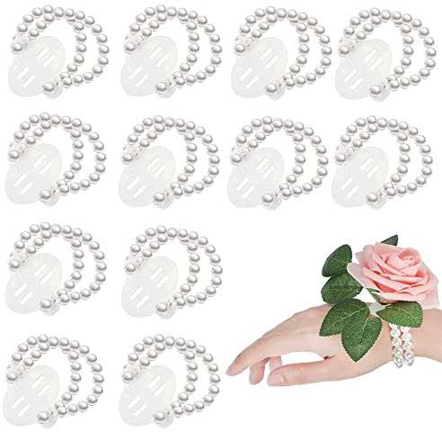 12 stycken handledsblommor för brud brud, handledsrem, brudtärna armband, elastisk konstgjord blomma för bröllop, strandfest, tillbehör för årsdans