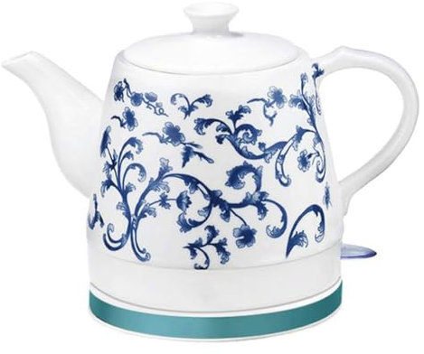 Electric Ceramic Cordless Chinese Style Kettle Teapot-Retro 1.2L Jug, 1200W Water Fast for Tea, Coffee, Soup, Removable Base, Boil Dry Protection