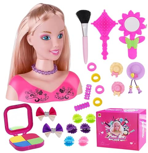 Testa della bambola per acconciatura 35pcs/set Styling Head Bambola per bambini Imparare immaginativo e trucco Funge giocattoli da gioco per ragazze, regali per ragazze, set 1, per capelli per capell