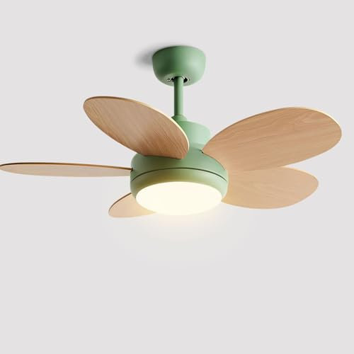 Ventilador de Techo con luz de 42 Pulgadas, Interruptor de Pared y Control Remoto, 6 velocidades, silencioso, para Interiores, con Motor de CC y aspas de Madera contrachapada para