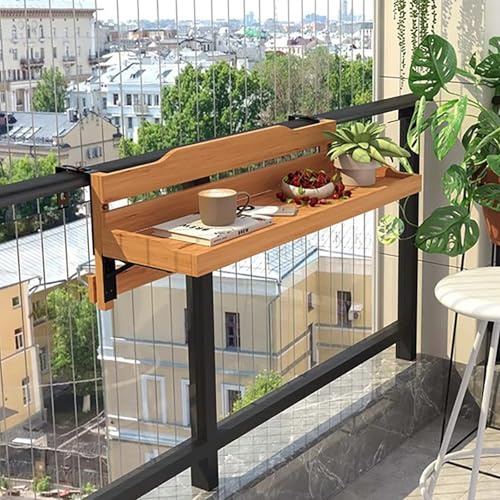Klappbarer Balkonhängetisch Balkonklapptisch,Balkontisch zum Hängen,Balkonhängetisch Klappbar, Hängetisch für Balkongeländer, Beistelltisch Klapptisch,Klapptisch für den Außenbereich(120cm/43.3in)