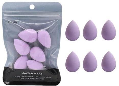 Lot de 6 mini éponges de maquillage violettes pour fond de teint, poudre, correcteur et fard à paupières